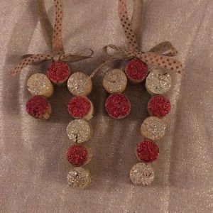 Candy Cane Wine Cork Ornaments (set of 2)